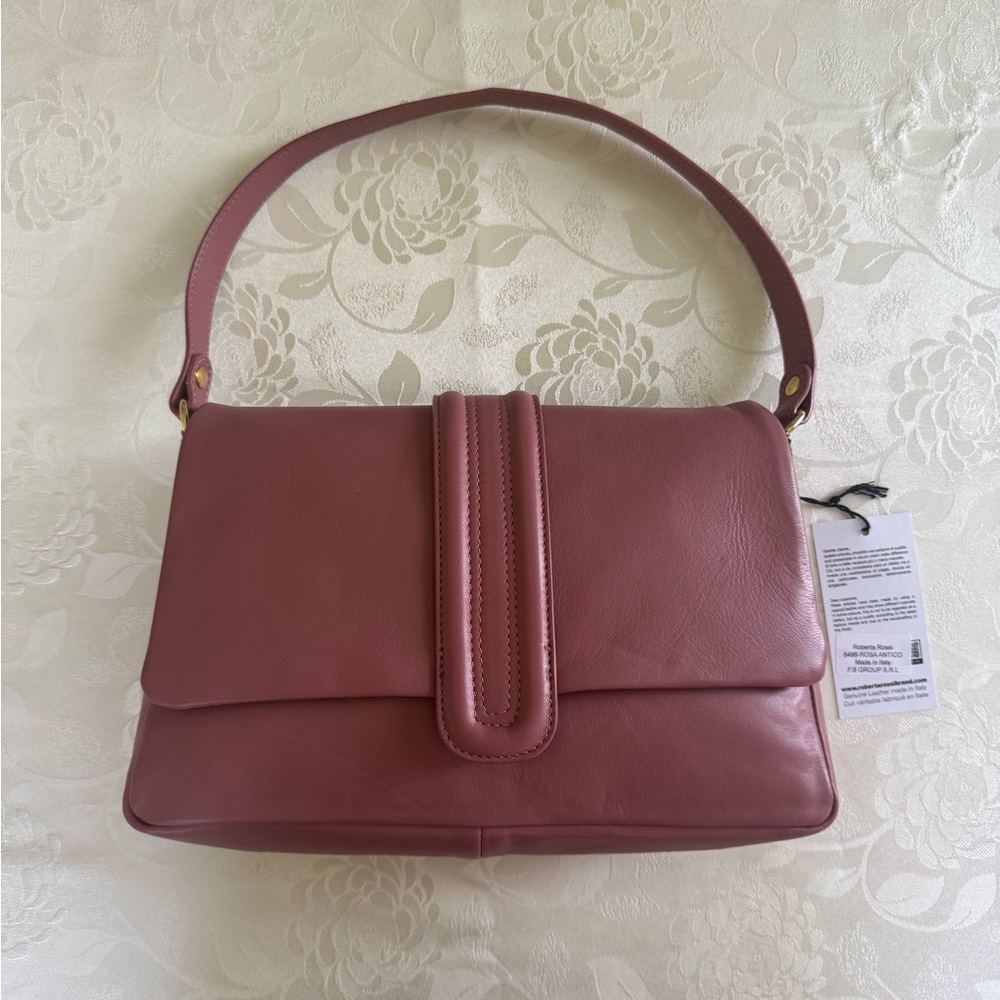 Leather Shoulder Bag in Dusty Rose